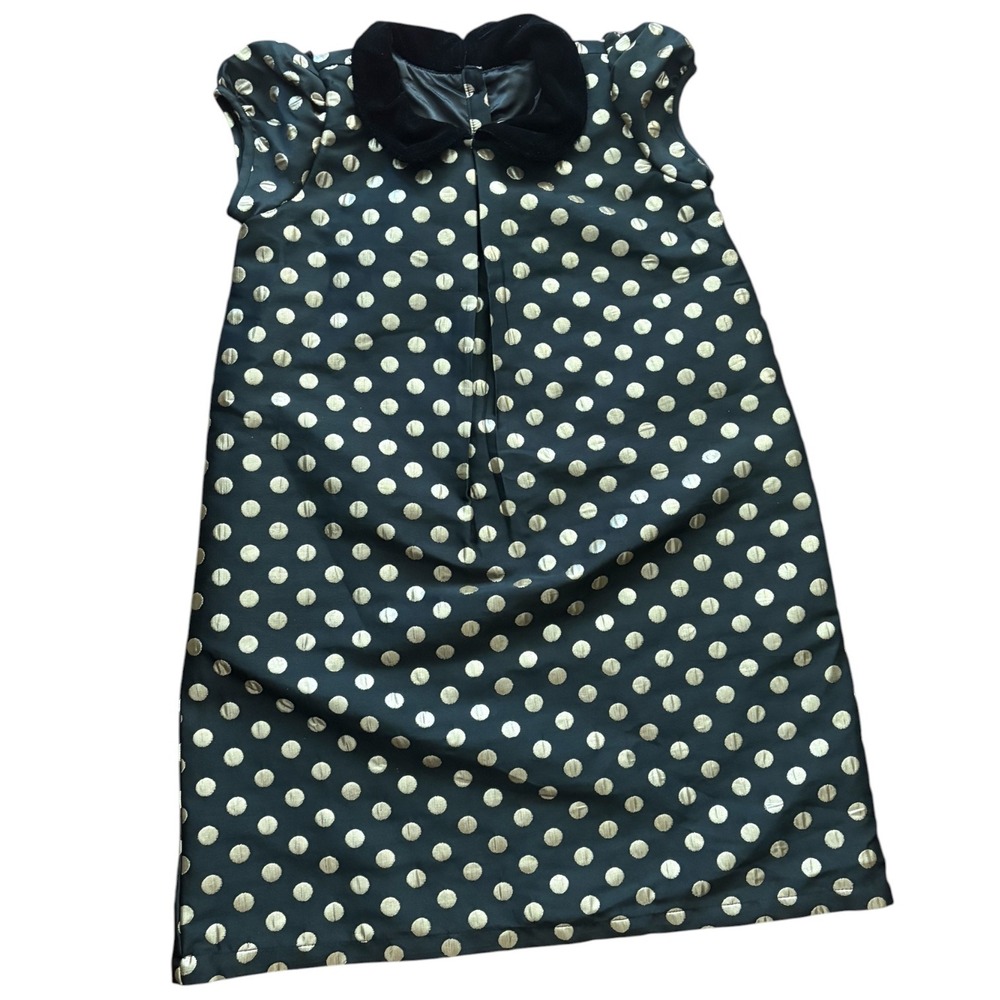 Gymboree Girls Black Gold Polka Dot Holiday‎ Dress Velvet Collar Size 12